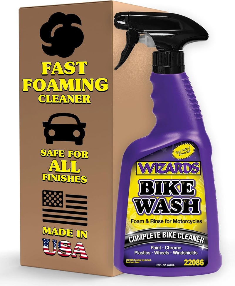 WIZARDS Bike Wash - Cleaner For Motorcycle Washing Kit- Quick Detailer for Bike with Bug Remover - For Your Motorcycle Accessories and Detail Kit - 22 oz - Image 1